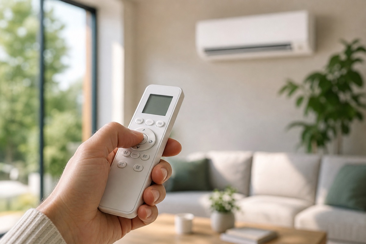 Réglage de la température d'un climatiseur mural à la télécommande